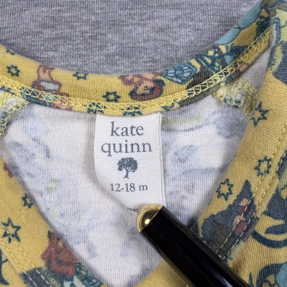 Kate Quinn Kimono Bodysuit Pants Set 12-18M Yellow Forest Fairy Organic Cotton - Picture 2 of 2